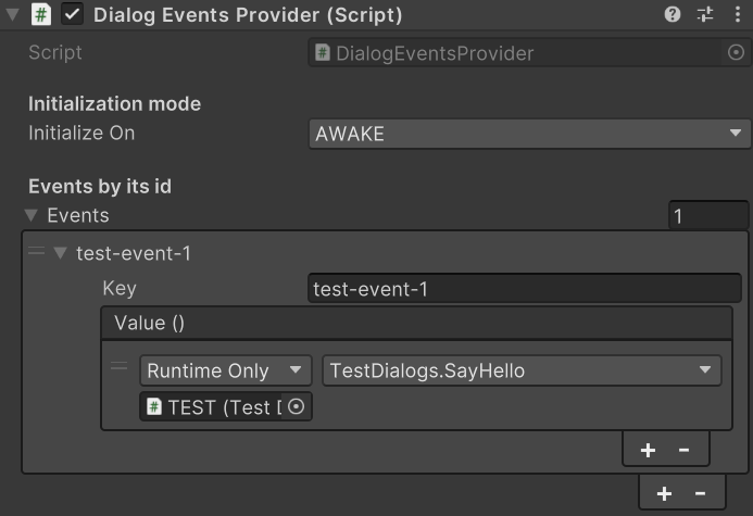 Dialog events provider example